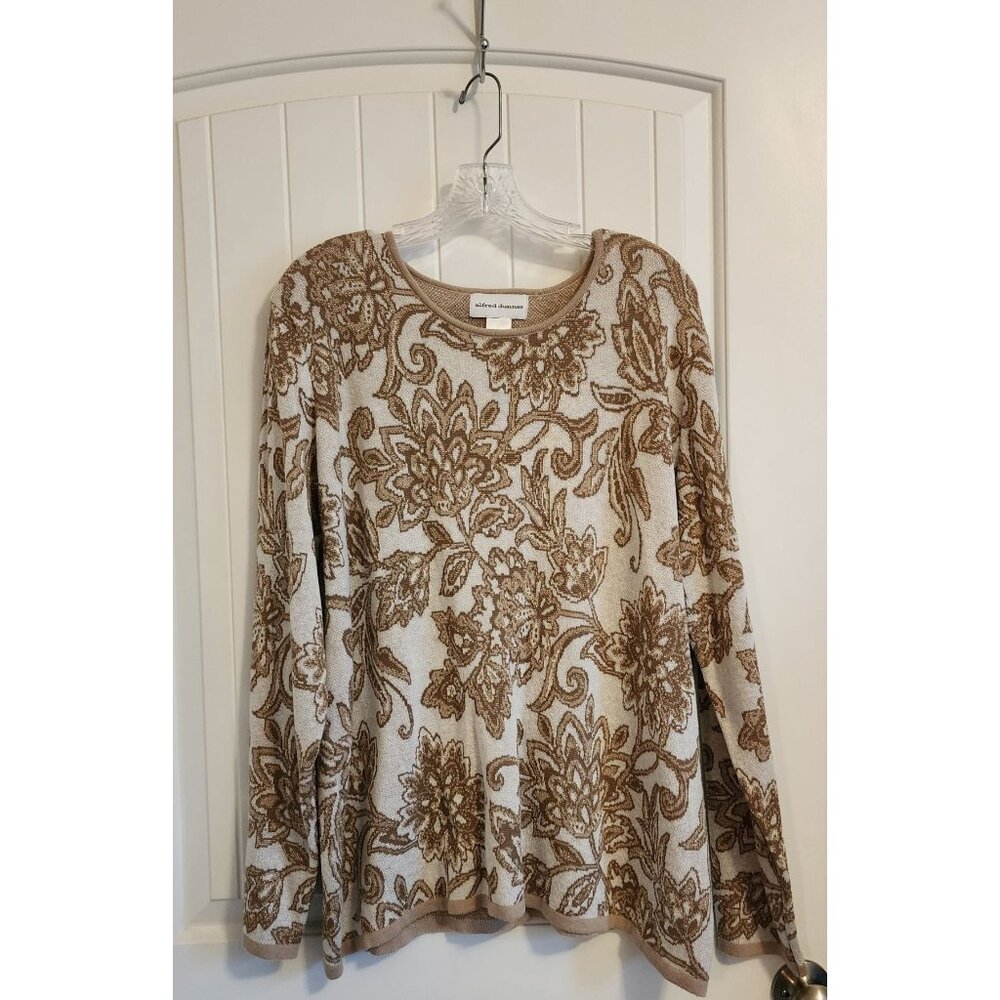 Alfred Dunner Sweater beige cream with Metalic threads Echo Canyon
